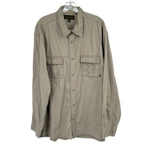 Timberland Mens Button-Down Shirt size XXL Khaki Long Sleeve 100% Cotton Casual